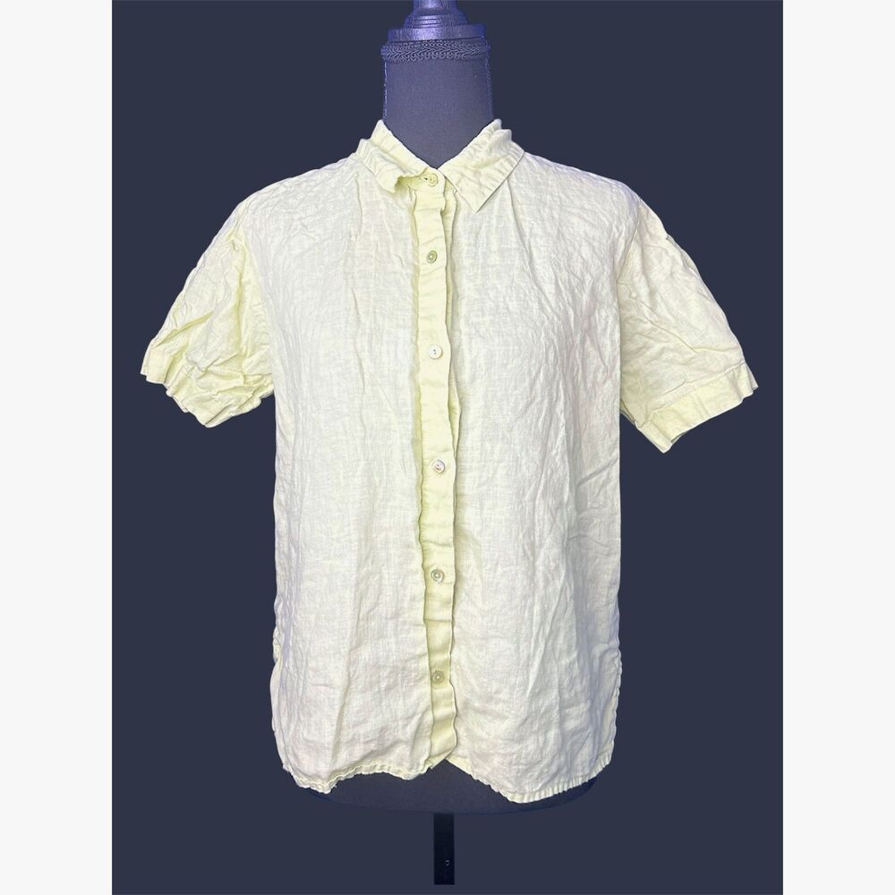 Eileen Fisher Womens Linen Shirt XS Beachy Resort‎ Cruise Elevated Basic Luxury